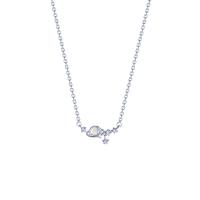 Titanium Steel Necklace, with 5cm extender chain, high quality plated, fashion jewelry & micro pave cubic zirconia & for woman, silver color, Length:40 cm, Sold By PC