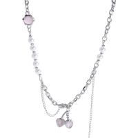 Zinc Alloy smykker halskæde, med Cats Eye, med 4.9cm extender kæde, højkvalitets forgyldt og aldrig fade, mode smykker & for kvinde, to forskellige farvede, 17mm, Længde 41.4 cm, Solgt af PC