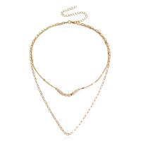 Zinc Alloy Jewelry Necklace with Resin with 10cm extender chain high quality plated Double Layer & fashion jewelry & for woman Length 46 cm Sold By PC
