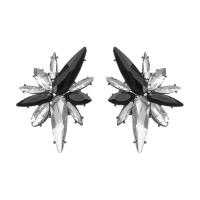 Rhinestone Earring Zinc Alloy silver color plated fashion jewelry & for woman & with glass rhinestone Sold By Pair