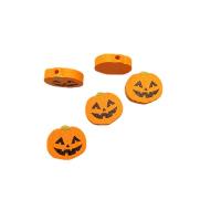 Halloween Bijoux Perle, bois, Citrouille, vernis au four, DIY, orange, 18x11mm, Vendu par PC