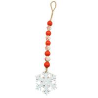 Wood Hanging Ornaments, with Linen, Snowflake, printing, more colors for choice, 16mm,65x65mm, Length:Approx 29 cm, Sold By PC