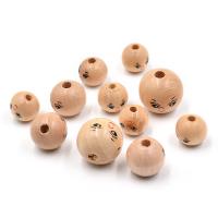 Perles en bois, Rond, vernis au four, DIY & normes différentes pour le choix, Environ 100PC/sac, Vendu par sac
