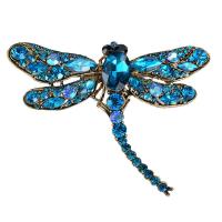 Rhinestone Brooch, Tibetan Style, Dragonfly, plated, Unisex & with rhinestone, more colors for choice, nickel, lead & cadmium free, 75x93mm, Sold By PC