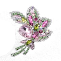 Rhinestone Brooch, Tibetan Style, Flower, plated, for woman & with rhinestone, more colors for choice, nickel, lead & cadmium free, 86x100mm, Sold By PC