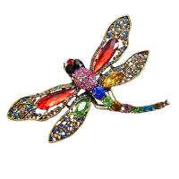 Rhinestone Brooch, Tibetan Style, Dragonfly, plated, for woman & with rhinestone, more colors for choice, nickel, lead & cadmium free, 105x65mm, Sold By PC