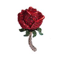 Rhinestone Brooch Zinc Alloy Rose gold color plated for woman & with rhinestone red nickel lead & cadmium free Sold By PC