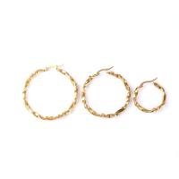 Stainless Steel Hoop Earring, 304 Stainless Steel, gold color plated, fashion jewelry & different size for choice & for woman, golden, Sold By Pair