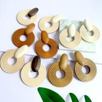 Wood Earring, fashion jewelry & for woman, more colors for choice, 80x60mm, Sold By Pair
