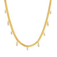 Stainless Steel Jewelry Necklace 304 Stainless Steel with 1.97inch extender chain fashion jewelry & micro pave cubic zirconia & for woman golden 3mm Sold Per Approx 15.75 Inch Strand