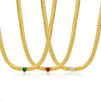 Stainless Steel Jewelry Necklace, 304 Stainless Steel, with 1.97inch extender chain, fashion jewelry & for woman & with cubic zirconia, golden, 6mm, Sold Per Approx 15.75 Inch Strand