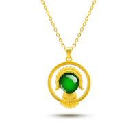 Natural Gemstone Necklace, Brass, with Chalcedony, Buddha, gold color plated, fashion jewelry & for woman, more colors for choice, nickel, lead & cadmium free, 31x21mm, Length:45 cm, Sold By PC