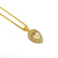 Brass Necklace, Leaf, gold color plated, fashion jewelry & for woman & with rhinestone, golden, nickel, lead & cadmium free, 13x24mm, Length:45 cm, Sold By PC