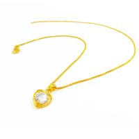 Messing Halskette, mit kubischer Zirkonia, Herz, goldfarben plattiert, Modeschmuck & für Frau, keine, frei von Nickel, Blei & Kadmium, Länge:45 cm, verkauft von PC