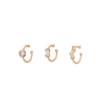 Boucles d'oreilles en laiton zircon cubique pavent, Placage de couleur d'or, styles différents pour le choix & pavé de micro zircon & pour femme, plus de couleurs à choisir, 12x15mm, Vendu par paire