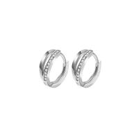 925 Sterling Silver Huggie Hoop Earring, plated, micro pave cubic zirconia & for woman, more colors for choice, 10.50mm, 10Pairs/Lot, Sold By Lot
