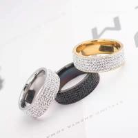 Titanium Steel Finger Ring plated Unisex & micro pave cubic zirconia Sold By Lot