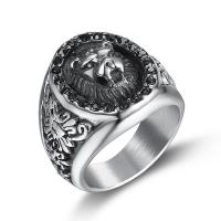 Titanium Steel Finger Ring anoint Unisex & micro pave cubic zirconia Sold By PC