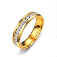 Titanium Steel Finger Ring, plated, Unisex & different size for choice & micro pave cubic zirconia, more colors for choice, 10PCs/Lot, Sold By Lot