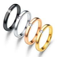 Titan Edelstahl Ringe, Titanstahl, plattiert, verschiedene Größen vorhanden & Micro pave Zirkonia & für Frau, keine, 10PCs/Menge, verkauft von Menge