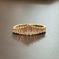 Kubieke Circonia Micro Pave Brass Ring, Messing, Geometrisch Patroon, gold plated, verschillende grootte voor keus & micro pave zirconia & voor vrouw, meer kleuren voor de keuze, nikkel, lood en cadmium vrij, Maat:6-10, Verkocht door PC