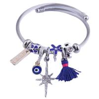 European Bracelet 304 Stainless Steel with Zinc Alloy Evil Eye for woman & enamel & with rhinestone 55mm Sold By PC
