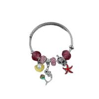 European Bracelet 304 Stainless Steel with Crystal & Plastic Pearl & Zinc Alloy Dolphin for woman & enamel & with rhinestone 55mm Sold By PC