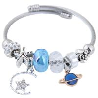 European Bracelet 304 Stainless Steel with Crystal & Zinc Alloy plated for woman & with rhinestone 55mm Sold By PC