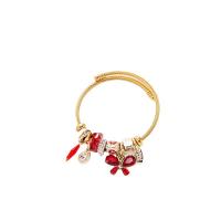European Bracelet 304 Stainless Steel with Crystal & Zinc Alloy Butterfly gold color plated for woman & with rhinestone 55mm Sold By PC
