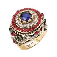 Crystal prst prsten, Zinek, s Krystal & Pryskyřice drahokamu, Abecední písmeno, barva pozlacený, různé velikosti pro výběr & pro ženy & s drahokamu, Prodáno By PC