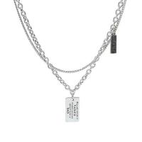 Titanium Steel Necklace polished with letter pattern & for woman & multi-strand 42cm 45cm Sold By PC