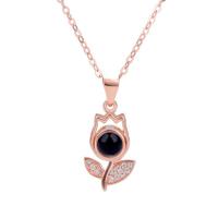 Brass Miniature Projection Necklace with Gemstone Flower high quality plated for woman & with rhinestone Length Approx 15.75 Inch Sold By PC