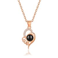 Brass Miniature Projection Necklace with Gemstone high quality plated for woman & with rhinestone Length Approx 15.75 Inch Sold By PC