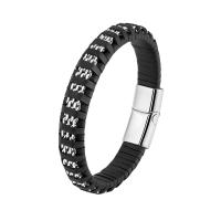 Leather Cord Bracelet 316L Stainless Steel with Leather fashion jewelry & Unisex 20mm Length Approx 8.27 Inch Sold By PC