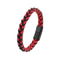 Leather Cord Bracelet, 316L Stainless Steel, with Leather, fashion jewelry & Unisex, more colors for choice, Length:Approx 8.27 Inch, Sold By PC