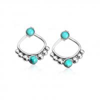 Turquoise Earring Zinc Alloy with turquoise antique silver color plated fashion jewelry & for woman nickel lead & cadmium free Sold By Pair