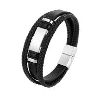 PU Leather Cord Bracelets, 316L Stainless Steel, with Microfiber PU, fashion jewelry & Unisex, more colors for choice, Length:Approx 21 cm, Sold By PC