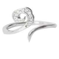 Rhinestone палец кольцо, Латунь, плакирован серебром, ювелирные изделия моды & Женский & со стразами, не содержит никель, свинец, продается PC