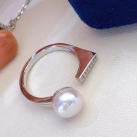 Strass Ringe, Messing, mit Kunststoff Perlen, plattiert, Modeschmuck & für Frau & mit Strass, keine, frei von Nickel, Blei & Kadmium, verkauft von PC