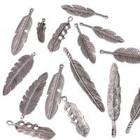 Zinc Alloy Leaf Pendants Feather antique silver color plated DIY nickel lead & cadmium free 31-80mm 11-17.5mm Sold By Box