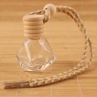 Vidrio Perfume Decoración colgante, con tapa de madera, Sostenible, 27x27x47mm, longitud aproximado 20 cm, Vendido por UD
