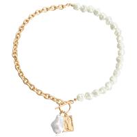 Plastik perle halskæde, Zinc Alloy, med ABS plastik perle, forgyldt, mode smykker & for kvinde, flere farver til valg, 30mm, Solgt Per 45 cm Strand