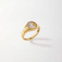 خاتم إصبع الفولاذ المقاوم للصدأ, 304 الفولاذ المقاوم للصدأ, مع قذيفة, مجوهرات الموضة & حجم مختلفة للاختيار & للمرأة, ذهبي, 10mm, تباع بواسطة PC