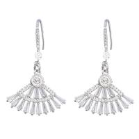 Strass Earring, Zinc Alloy, silver plated, mode sieraden & voor vrouw & met strass, zilver, 37x24mm, Verkocht door pair