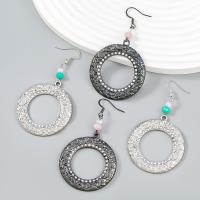 Resin Earring Zinc Alloy with Resin Round plated fashion jewelry & for woman & with rhinestone Sold By Pair