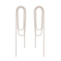 Fashion Fringe Earrings, 304 Stainless Steel, Vacuum Ion Plating, fashion jewelry & for woman & with rhinestone, golden, 110x22mm, Sold By Pair