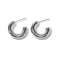 Stainless Steel Stud Earrings, 304 Stainless Steel, Vacuum Ion Plating, fashion jewelry & for woman, silver color, 20x20mm, Sold By Pair