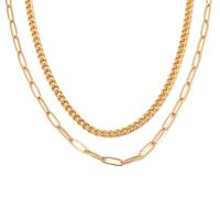 Multi слой ожерелье, Нержавеющая сталь 304, с 5cm наполнитель цепи, Двойной слой & ювелирные изделия моды & Женский, Золотой, длина:43 см, продается PC