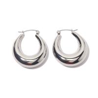 Stainless Steel Hoop Earring 304 Stainless Steel Vacuum Ion Plating fashion jewelry & for woman silver color Sold By Pair