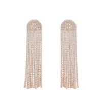 Fashion Fringe Earrings, 304 Stainless Steel, Vacuum Ion Plating, fashion jewelry & for woman & with rhinestone, golden, 70x17mm, Sold By Pair